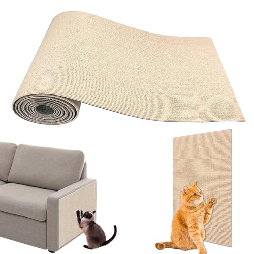 CPRNQY Kratzmatte Katze, Selbstklebend, Kratzpads für Katzen, Kratzteppich Selbstklebend, für Sofamöbeltüren, Um Katzenkratzern Vorzubeugen und Teppiche und Wände Zu Schützen (Khaki) von CPRNQY