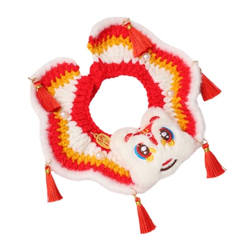 CQEAZ Festival Pet Löwen Tanzschal, Halsband, verstellbar, gestrickt, Löwen, tanzende Halsbekleidung und Hund, chinesisches Neujahrsrequisiten, Häkelschal CQEAZ Festival Pet Löwen Tanzschal, Halsband, verstellbar, gestrickt, Löwen, tanzende Halsbekleidung und Hund, chinesisches Neujahrsrequisiten, Häkelschal von CQEAZ