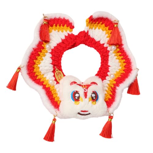 CQEAZ Festival Pet Löwen Tanzschal Halsband verstellbar gestrickte Löwen tanzende Halsbekleidung und Hund Chinesisches Neujahr Requisiten Häkelschal CQEAZ Festival Pet Löwen Tanzschal Halsband verstellbar gestrickte Löwen tanzende Halsbekleidung und Hund Chinesisches Neujahr Requisiten Häkelschal von CQEAZ