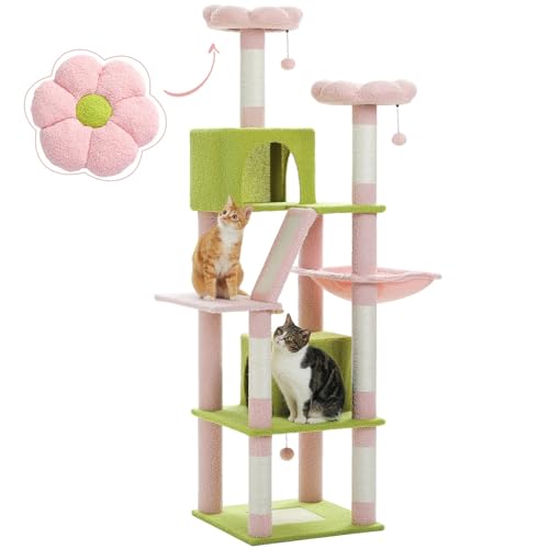 CQJJXKYC Kletterbaum für Katzen Kratzbaum für den Innenbereich, hoher Turm für Katzen, mehrstufig, Plüsch, mit natürlichem Sisal, Kratzbaum, Sitzstangen, Hängematte Katzenkratzbaum(AMT0239PK) von CQJJXKYC