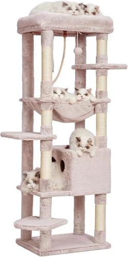 CQJJXKYC Kletterbaum für Katzen Kratzbaum für große Katzen, 9 kg, 152,4 cm, XXL-Katzenturm, mehrstöckige Katzenmöbel-Wohnung mit großer, gepolsterter Plüschsitzstange Katzenkratzbaum(Muchroom) von CQJJXKYC