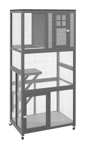 CQJJXKYC Kletterbaum für Katzen Wetterfestes und fahrbares Katzenhaus für den Außenbereich, Außengehege für Katzen mit hoher Tragfähigkeit Katzenkratzbaum(Light Gray) von CQJJXKYC