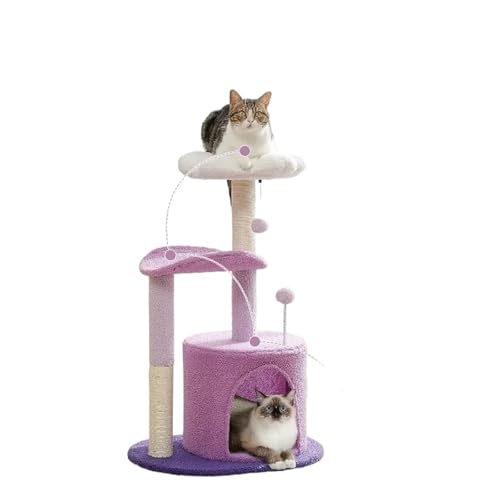 Kletterbaum für Katzen Kratzbaum, 32 Zoll, Kaktus-Katzenturm mit mit Sisal überzogenem Kratzbaum, gemütlicher Eigentumswohnung, Plüschsitzstangen und flauschigen Bällen Katzenkratzbaum(Purple Flower) von CQJJXKYC