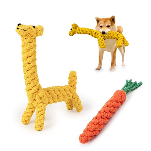 2 Pack Dog Haustier welpe kleine mittlere Hunde kauen Spielzeug Besen boaredom seilknoten Training Durable zähne interaktives Geschenk Set Baumwolle zahnärztliche Pflege behandelt ängstliche Giraffe von CQQNIU