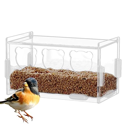 CQSJX Futterbox Für Vögel, Transparente Vogelfutterbox, Transparente Vogelfutterbox Für Stare, Aras, Papageien, Schwarze Nymphensittiche Und Kanarienvögel von CQSJX