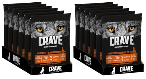 CRAVE Hund Beutel Hundefutter Trockenfutter - Verschiedene Größen und Geschmacksrichtungen (2x6x 1kg, Truthahn & Huhn) von CRAVE