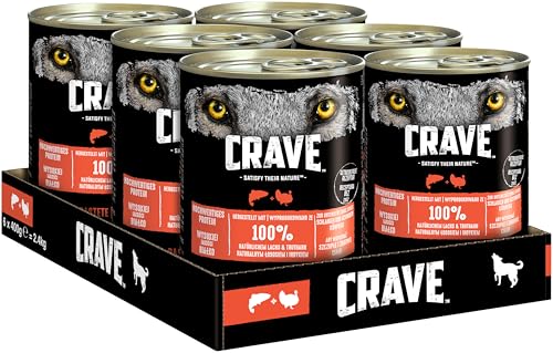 Crave Adult Hundenassfutter Pastete mit Lachs & Truthahn, 6 Dosen, 6x400g – Premium Hundefutter nass mit hohem Proteingehalt und ohne Getreide, hergestellt mit 100 Prozent natürlichem Lachs & Truthahn von CRAVE