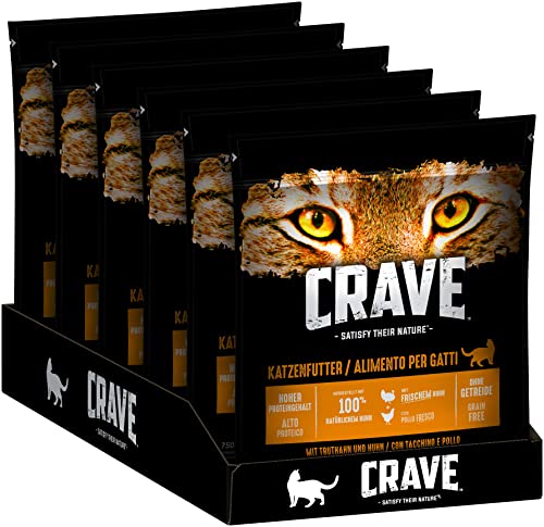 Crave Katzenfutter Trockenfutter Adult 1+ Mit Huhn & Truthahn, 1 Beutel (1 x 750g) von CRAVE