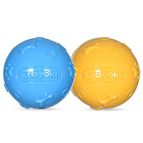 Crayola Für Haustiere, 2 Stück Bälle in Welpen, sichtbare Farben, Hunde sehen am besten, Gummi-Kauspielzeug für Hunde, gelb + blau Tennisball-Stil Hundespielzeug von CRAYOLA