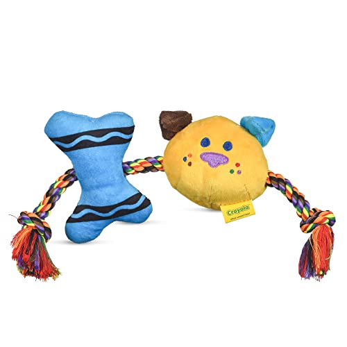 Crayola for Pets Crayon Rope Plush Squeaker Hundespielzeug, interaktives Hundespielzeug mit Welpe, sichtbare Farben, Hunde sehen am besten, Seilspielzeug für Hunde mit Plüsch und Quietscher von CRAYOLA