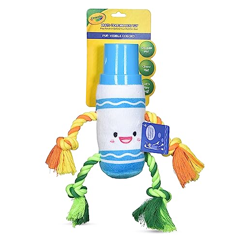 Crayola Hundespielzeug für Haustiere, blaues Markierungsseil, Plüsch, Quietschelement, 15.2 cm, Welpenspielzeug mit sichtbaren Farben, gemischtes Material, Gummikappe, Plüschkörper mit Quietscher von CRAYOLA