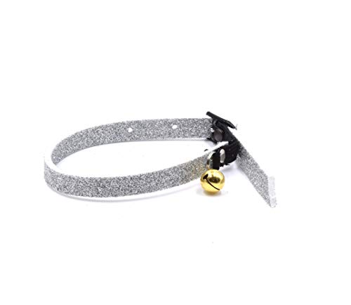 CRAZY FAMILY SHOP Katzenhalsband aus weichem Schaumstoff, mit Anti-Stretch-Gummiband und goldener Glocke (Silber) von CRAZY FAMILY SHOP