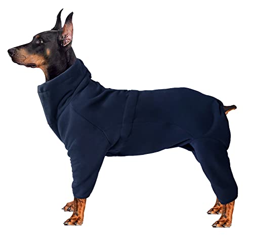 CRETUAO Hunde-Wintermantel, Kleiner und mittlerer Pullover, Haustier, Winddicht, warm, Jacke für kaltes Wetter, Weste, Reißverschluss, Einteiler, Outfit, verdickter Polar-Fleece-Pyjama,Blau,L von CRETUAO