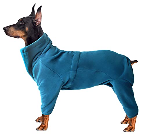 CRETUAO Hunde-Wintermantel, Kleiner und mittlerer Pullover, Haustier, Winddicht, warm, Jacke für kaltes Wetter, Weste, Reißverschluss, Einteiler, Outfit, verdickter Polar-Fleece-Pyjama,Blau,M von CRETUAO