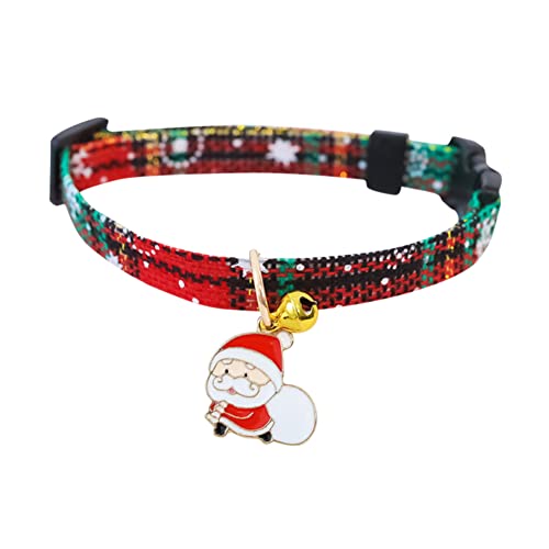 CRGANGZY Hund Katze Halsband Weihnachtsdekoration Verstellbar Hund Katze Zubehör mit Weihnachtsmann Anhänger Hund Katze Halsband for Festival Party Hund Katze Halsband Weihnachtsdekorationen von CRGANGZY