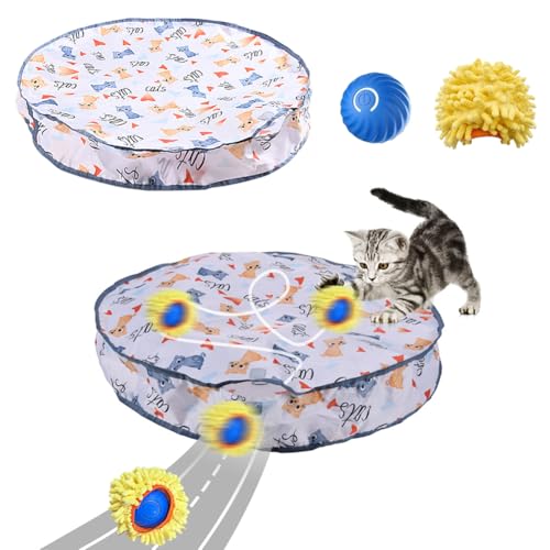 CRGANGZY Interaktive Katzen-Spielzeuge, Schnelligkeits-Rollball im Spielmatte, Automatischer Bewegungsball for Indoor-Kätzchen, Versteckspiel for Katzen von CRGANGZY