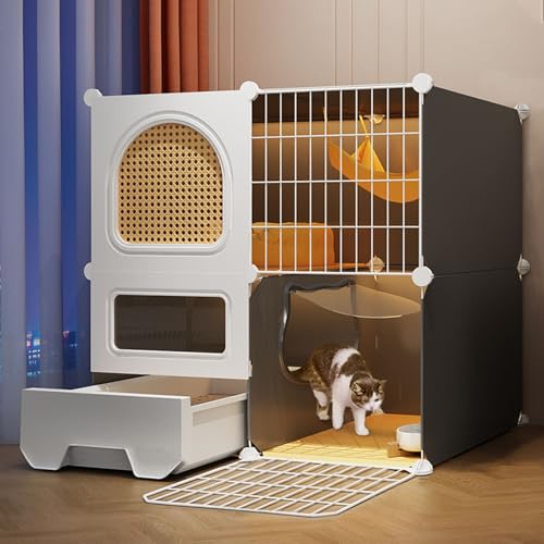 Chinchillakäfig, Katzengehege, Katzenhütten für Hauskatzen mit Katzentoilette, Katzenlaufstall für Katzen, Chinchillas, Kaninchen und Kleintiere(73x47x71cm/28.7x18.5x27.9in) von CRGOEUM