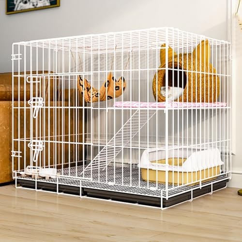 Faltbar doppelschichtiger Katzenzaun, Metalldrahtgitterkäfig für Kleintiere, Kleintierkäfig für den Innen- und Außenbereich für Katzen, Chinchillas, Kaninchen und Kleintiere(White,33.4x27.5in/85x70cm) von CRGOEUM