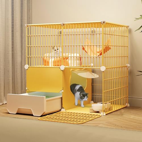 Großer Katzenkäfig für den Innenbereich, Laufgitter für Kleintiere, Katzengehege mit Katzentoilette, Frettchenkäfig für Kätzchen, Welpen, Häschen, Bewegung(29.5x19.3x29.5in/75x49x75cm) von CRGOEUM