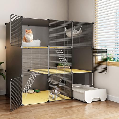 Katzengehege, DIY-Laufstall für Katzen, Katzengehege mit Katzentoilette, Abnehmbares Haustiergehege für Kätzchen, Kaninchen für Katzen, Chinchillas, Kaninchen und Kleintiere(107x37x107cm/42.1x14.5x42. von CRGOEUM