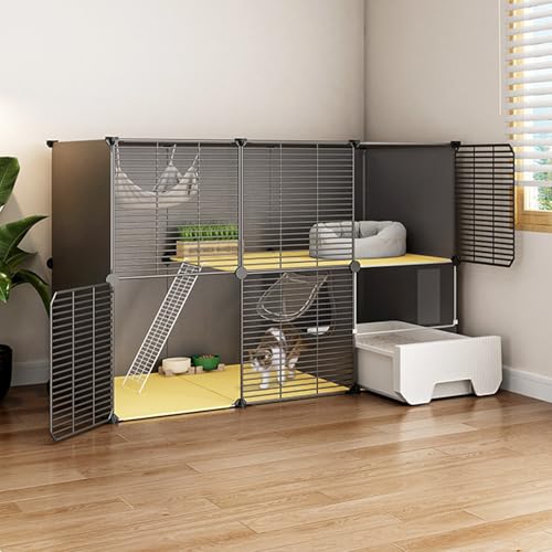 Katzengehege, DIY-Laufstall für Katzen, Katzengehege mit Katzentoilette, Abnehmbares Haustiergehege für Kätzchen, Kaninchen für Katzen, Chinchillas, Kaninchen und Kleintiere(107x37x72cm/42.1x14.5x28.3 von CRGOEUM