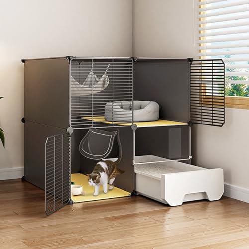 Katzengehege, DIY-Laufstall für Katzen, Katzengehege mit Katzentoilette, Abnehmbares Haustiergehege für Kätzchen, Kaninchen für Katzen, Chinchillas, Kaninchen und Kleintiere(72x47x72cm/28.3x18.5x28.3i von CRGOEUM