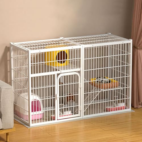 Katzenkäfig Indoor, Metallkäfig für kleine Haustiere, Laufstall für Katzen, Haustierkäfig, Gut Belüftet, für Katzen, Chinchillas, Kaninchen und Kleintiere(124x48x80cm/48.8x18.9x31.5in) von CRGOEUM