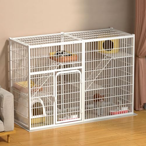 Katzenkäfig Indoor, Metallkäfig für kleine Haustiere, Laufstall für Katzen, Haustierkäfig, Gut Belüftet, für Katzen, Chinchillas, Kaninchen und Kleintiere(142x54x100cm/55.9x21.2x39.4in) von CRGOEUM