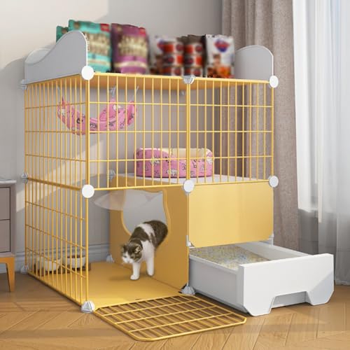 Katzenkäfige für den Innenbereich, Katzenkäfig, Laufstall für Haustiere, Katzenkäfig für Zuhause mit Katzentoilette für Kaninchen, Frettchen und Meerschweinchen(28.7x14.5x32.6in/73x37x83cm) von CRGOEUM