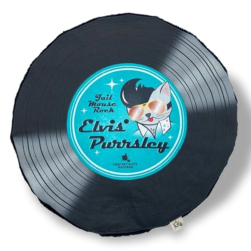 CROCHET KITTY Crinkle and Catnip Record Katzenmatte, 27,9 cm, Regenbogenfarben, Plüsch, Stressabbau und geistige Stimulation (Elvis Purrsley) von CROCHET KITTY