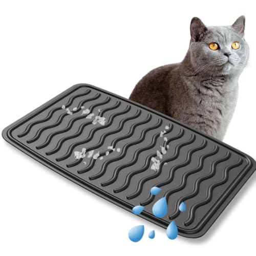 CROPLAS Katzenklo Matte - rutschfeste Katzenstreu Matte, Katzentoiletten & Zubehör, Katzenmatte Katzenklo, Feuchtraumgeeignet, gewelltes Muster, einfache Reinigung, 26 x 34,5 cm (Nero) von CROPLAS