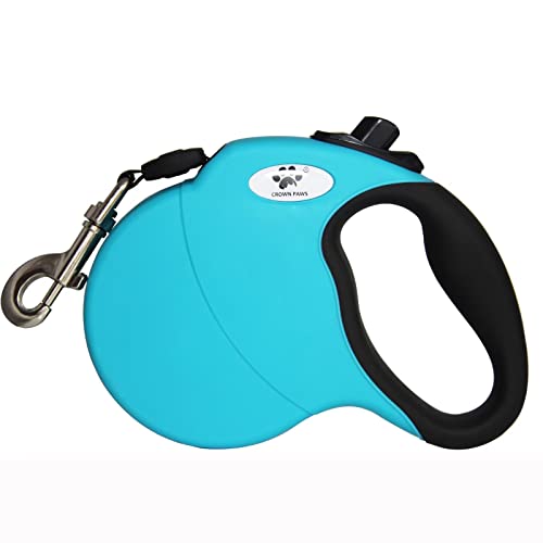 CROWN PAWS 4,8 m einziehbare Hundeleine für große Hunde bis zu 20 kg, verhedderungsfreies Nylonband, Blau Dan M von CROWN PAWS