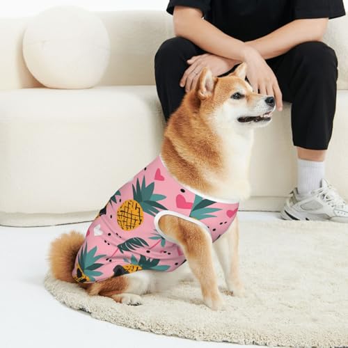 CSIVKEJ Hunde-T-Shirt mit Ananas-Aufdruck, für Katzen und Hunde, weich, niedlich, für kleine, mittelgroße und große Hunde von CSIVKEJ