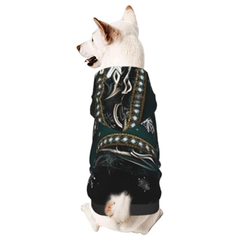 Grüne Schneeflocken, schicker 3D-Hunde-Kapuzenpullover für kleine Haustiere, ein gemütliches Kostüm für stilvolle Welpen, Cosplay, Delight S von CSIVKEJ