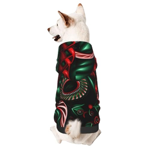 Grüne Schneeflocken, schicker 3D-Hunde-Kapuzenpullover für kleine Haustiere, ein gemütliches Kostüm für stilvolle Welpen, Cosplay, Delight XL von CSIVKEJ