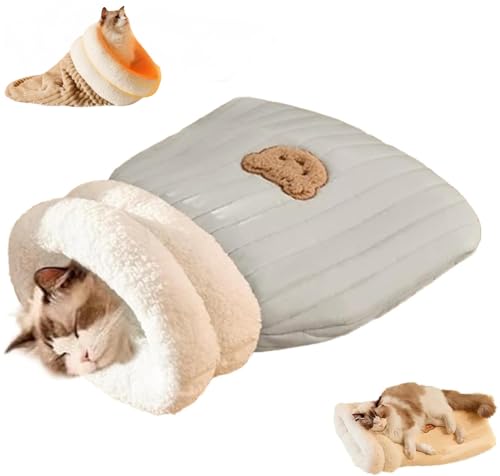 CSZALHLS Cat Sleeping Bag, Cat Winter Sleeping Bag, Self Heating Cat Cave Bed, Soft and Comfortable Plush Removable Cat Sleeping Bag Bed von CSZALHLS