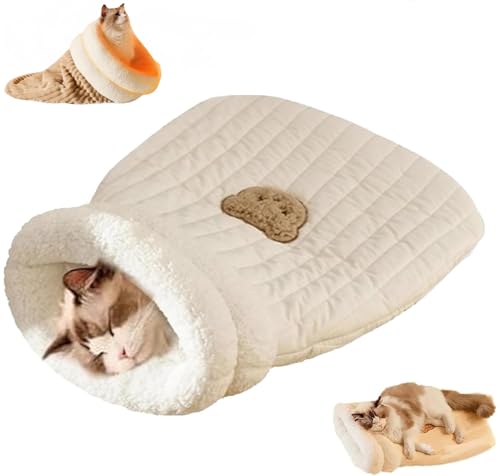 CSZALHLS Cat Sleeping Bag, Cat Winter Sleeping Bag, Self Heating Cat Cave Bed, Soft and Comfortable Plush Removable Cat Sleeping Bag Bed von CSZALHLS