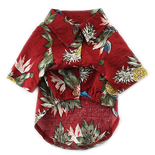 CT COUTUDI Hawaii-Hunde-Shirt, Aloha-Hunde-Shirt, Sommer-Blüten, Ananas-Shirt für kleine bis mittelgroße Welpen, Hunde, Katzen von CT COUTUDI