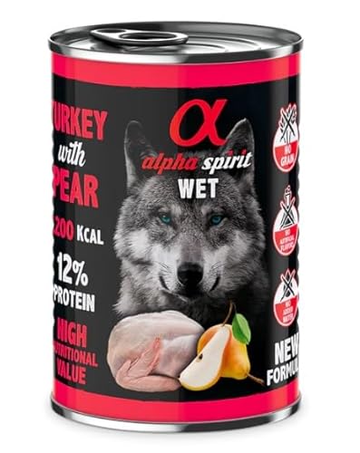 Alpha Spirit Premium Nassfutter für Hunde, 6 Dosen x 400 g (Pavon mit Birne) von CT-TRONICS