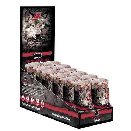 Alpha Spirit Ristra Stick Snack für Hunde, Box mit 12 x 16 Stück, insgesamt 192 Riegel (Schinken) von CT-TRONICS