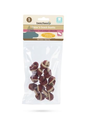 Beeztees Chew'n Kausnack mit der Kombination aus Hühnchen und Käse, auf Süßkartoffelbasis, mit Calcium, glutenfrei, fördert die Zahnreinigung, 5er-Packung, Größe S (6 cm)) von CT-TRONICS