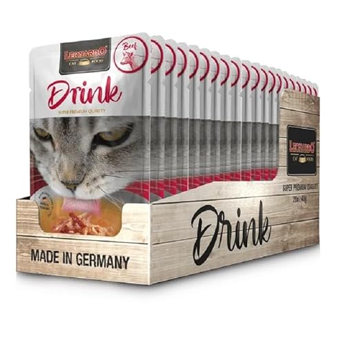 CT-TRONICS Leonardo Drink Beef [20x40g Multipack Drink mit Rindfleisch] Katzengetränk | Fleischbrühe mit Streifen | Ergänzungsfutter für Katzen von CT-TRONICS