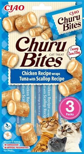 Churu Bites Snack für Katzen, 12 x 3 x 10 g (Thunfisch mit Jakobsmuschel) von CT-TRONICS