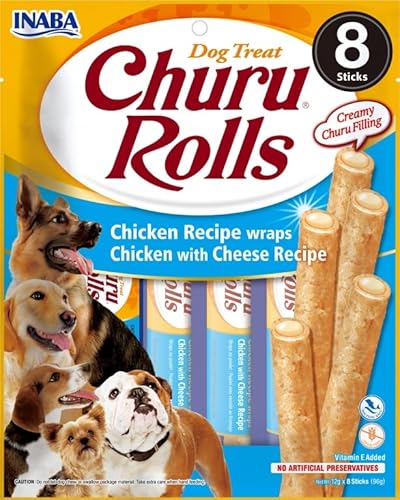 Churu Hunderolls, 8 x 8 x 12 g, gesunde Snack für Hunde (Huhn und Käse) von CT-TRONICS