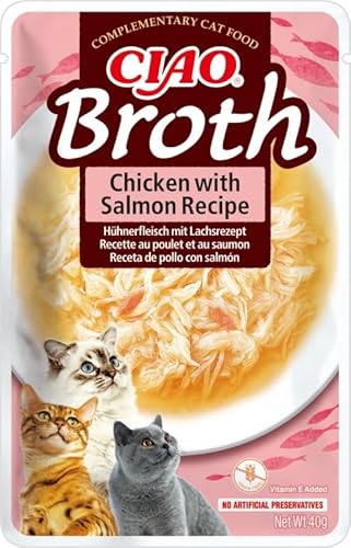 Churu Katzenbrühe 12 x 40 g Nassfutter für Katzen (Hühnchen mit Lachs) von CT-TRONICS