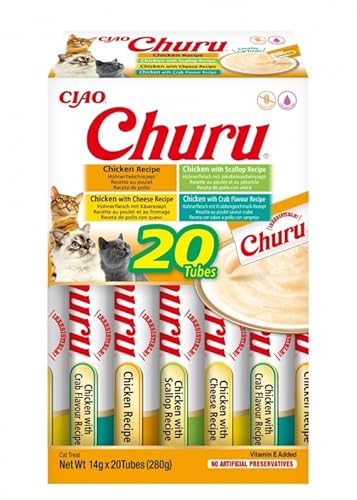 Churu Katzensorten, 20 x 14 g Snack für Katzen (Sorte, Huhn) von CT-TRONICS