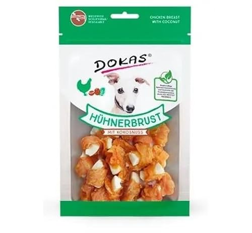 DOKAS Hühnerbrust mit Kokosnuss, 9 x 60 g, Snack für Hunde von DOKAS