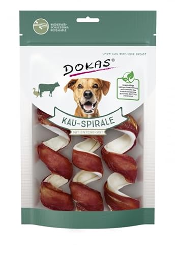 DOKAS Ochsenspirale mit Entenbrust, 3 x 8 x 110 g (24 Spiralen) Snack für Hunde von DOKAS