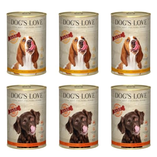 Dog's Love Barf Ergänzungsmittel für Hunde, verschiedene Geschmacksrichtungen, 6 x 400 g (3 x Truthahn 3 x Rinder) von CT-TRONICS