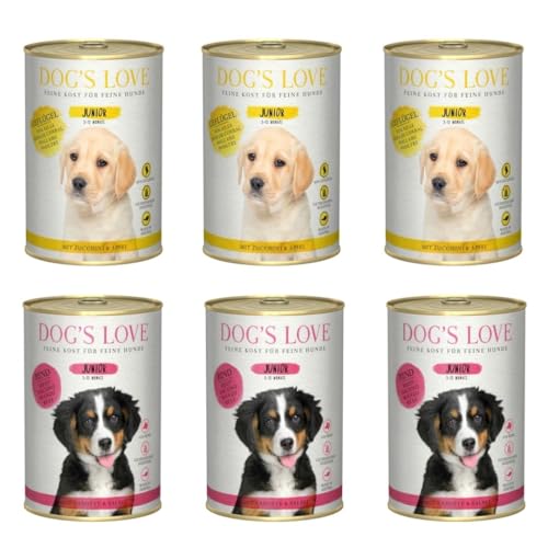 Dog's Love Puppy Nassfutter für Welpen, 6 x 400 g (3 x Geflügel, 3 x Rinder) von CT-TRONICS